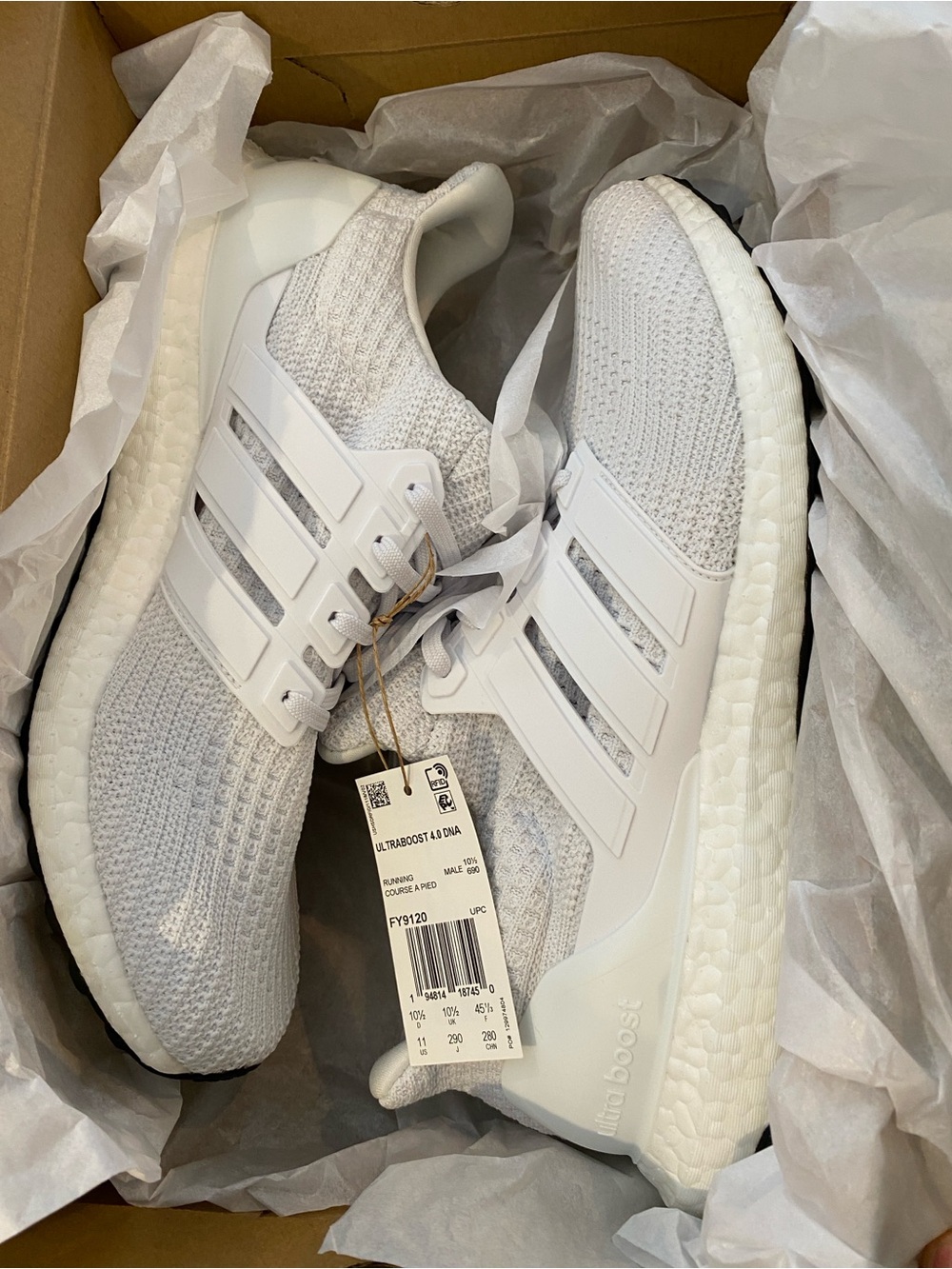 Adidas Ultraboost 4.0 white mens size 11 new FY9120